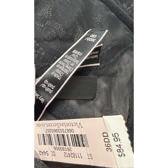 NEW Victoria's Secret RHINESTONE Strap Push-up Bustier Corset Black Lace 36DD - Picture 3 of 3